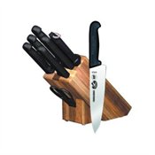 Forschner Knives 48891 Eight Piece Kitchen Cutlery Block Set w/Black Fibrox Handle