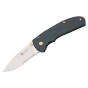 Columbia River Knife & Tool 1081Q Part Serrated  Kommer Full Throttle Framelock Knife with Blue Handles