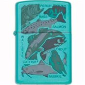 Zippo Lighters 19205 Go Fish Logo Zippo Lighter with Cool Kiwi Finish
