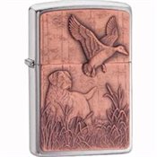 Zippo Lighters 20880 Copper Bird Dog Emblem Zippo Lighter with Brushed Chrome Finish