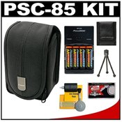 Canon PowerShot PSC-85 Carrying Case + (4) Batteries & Charger + Tripod + Accessory Kit for A490, A495, A1100 IS, A2100 IS, SX110 IS & SX120 IS Digita