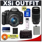 Canon Digital Rebel XSI 12MP Digital SLR Camera (Black) + Canon 18-55mm IS Lens + Canon 75-300mm III Lens + 8GB Cameta Accessory Kit
