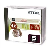 TDK DVD+RW 4X 4.7GB 5 Pack Rewriteable DVD