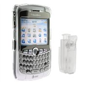 Blackberry 8300 Curve PDA Accessory Bundle Kit - Clear Snap On Crystal Cover Case W/ Belt Clip + Premium Reusable Screen Protector with Lint Cleaning