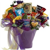 Happy Birthday! Candy, Chocolate Bar and Cookie Bouquet - Gift Basket