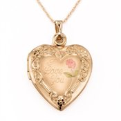 14k Gold "I Love You" Locket w/ Rope Chain, 18"