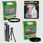 Hoya 58mm Filter Kit (UV & Circular Polarizing) + Opteka Pro Cleaning Kit + Tabletop Tripod for Canon EOS