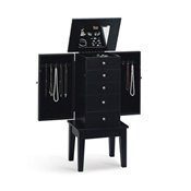 Contemporary Cappuccino Finish Jewelry Box Armoire Lingerie Chest