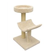 Molly and Friends "Simple Sleeper" Premium Handmade 2-Tier Cat Tree with Sisal, Model 23, Beige