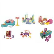 Dora the Explorer Talking Dollhouse Multi Pack Furniture Set - Playroom, Bedroom, Living Room, Kitchen, Bathroom and Pet Set (Packaged in White Box -