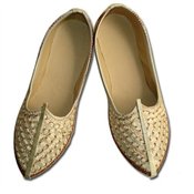 Punjabi Shoe With Makdi Crayp And Thread Work For Men