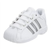 adidas Infant/Toddlers' Superstar 2G Ultra Basketball, White/Silver, 5 M
