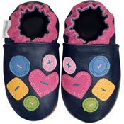 Robeez Buttons Navy Soft Sole Baby Shoes 12-18 months * 08 Newest Collection -- We Have Large Selections! *