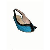 MALOLES Turquoise Bow Front Slingback Shoes