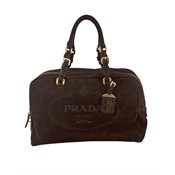 Prada Large Black Suede Satchel Handbag